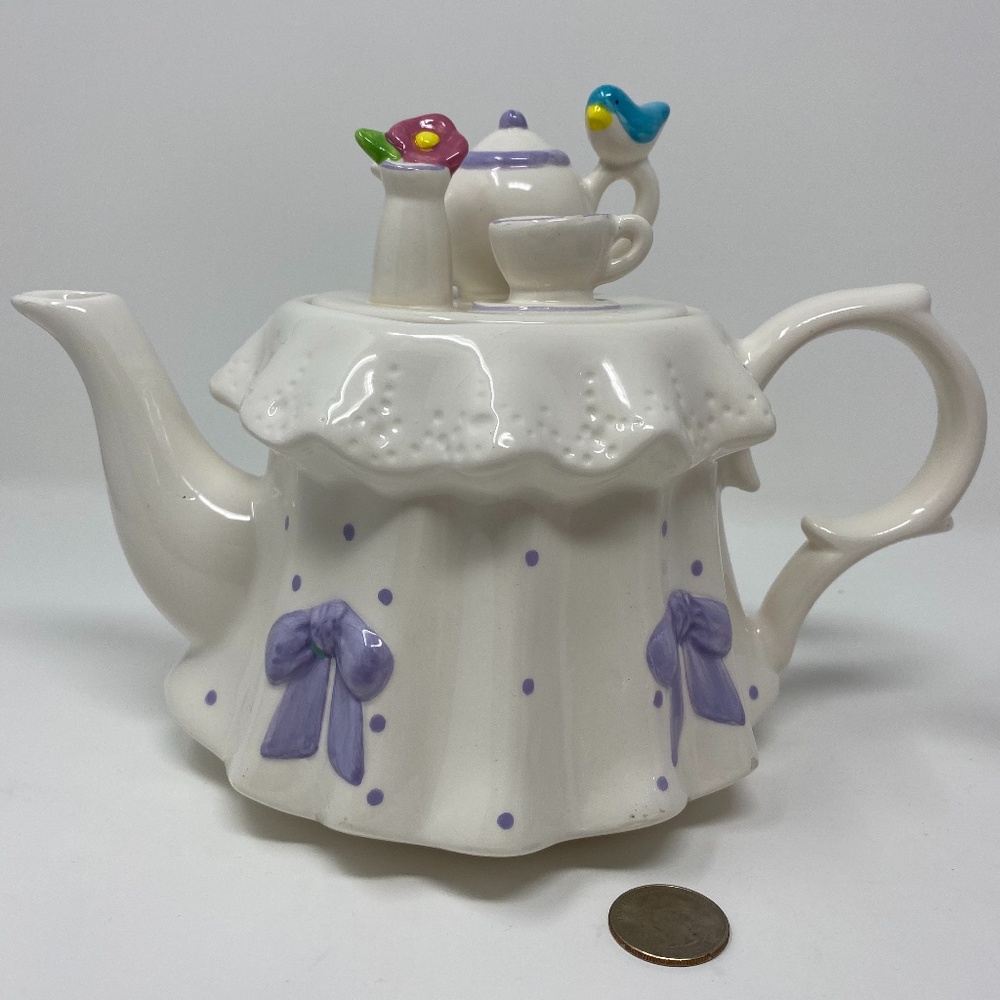 Vintage Telaflora White China Tea Party Teapot